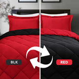 HIG 3pc Red Twin/Twin XL Comforter Set - All Season Reversible Down Alternative Comforter with Sham - Quilted Duvet Insert with Corner Tabs - Diamond Stitched Blanket - Breathable, Soft, Fluffy HIG