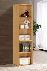 HODEDAH IMPORT 5 Shelve Bookcase cabinet, Beech Hodedah