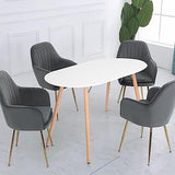 FurnitureR Dining Table Oval 47.2 Inch for 4-6 Person, Stylish Leisure Table Functional Table with Wooden Legs for Home Kitchen, Cafés, Small Places, White FurnitureR