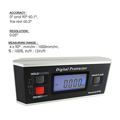 Digital Angle Finder Magnetic Protractor Inclinometer Angle Level Meter Angle Finder Tool Digital Protractor Bevel Gauge for Woodworking,Table Saw,Construction V-Groove 0~360 degree with Back - WoodArtSupply