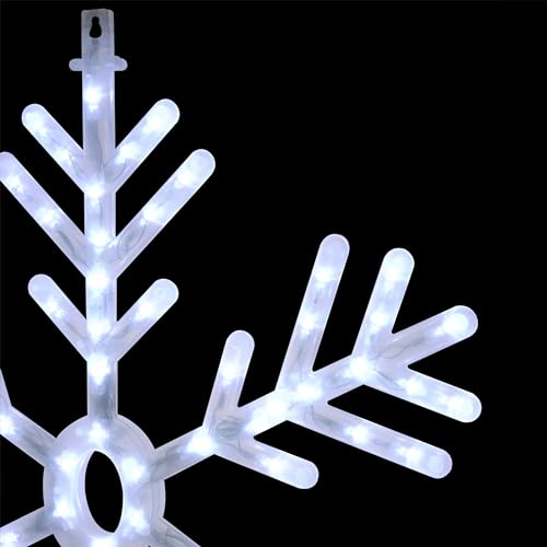 Alpine Corporation 24"H Indoor/Outdoor Hanging Snowflake Decoration with LED Lights