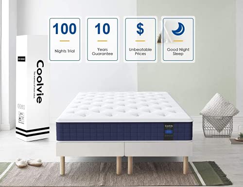 Coolvie Twin Mattress, 10 Inch Twin Size Hybrid Mattress, Individual Pocket Springs with Memory Foam, Bed in a Box, Cooler Sleep with Pressure Relief and Support Coolvie