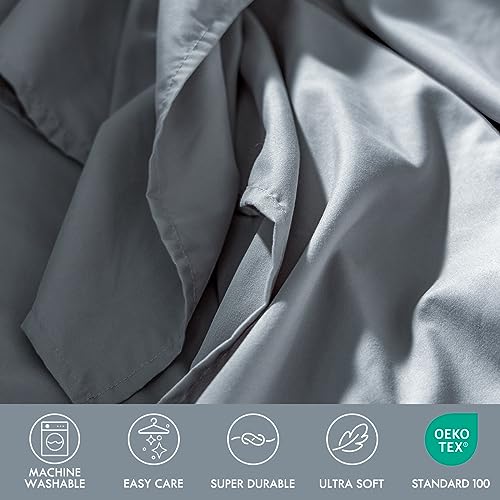 ClevaHome Queen Size Sheet Set - 6 Piece Soft Breathable Luxury Bed Sheet Set - Shrinkage & Fade Resistant Embroidered Bedding Sheet with Deep Pocket, 2 Extra Pillowcases (Queen, Quarry) Cleva