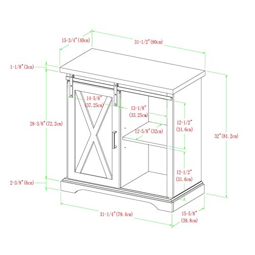 Walker Edison Abbey Modern Farmhouse Sliding X Barn Door Accent Console, 32 Inch, Rustic Oak