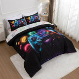NTBED Game Console Comforter Set for Boys Girls Kids Space Universe Gaming Lightweight Microfiber Gamer Bedding Sets (Multi, Full 5Pcs) NTBED