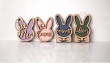 Personalized Bunny Easter Basket Tag Wooden, Custom Easter Place Card Name Easter, Basket Name Charm Kid Easter Basket Child Gift LOGGOL