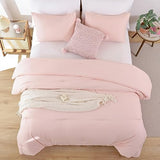 ROSGONIA Comforter Full Size for Girls Boys Teens Blush, 3pcs(1 Boho Pink Comforter & 2 Pillowcases) Lightweight Dorm Bedding Soft All Season Bed Set ROSGONIA