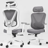 HOLLUDLE Ergonomic Mesh Office Chair - 3D Adjustable Lumbar Support & 3D Armrests, V-Shaped Back, Adjustable Desk Chair for Office & Home, White HOLLUDLE