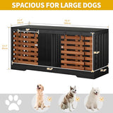 DWVO 71" Double Dog Crate Furniture for 2 Dogs with Sliding Fence Door, Heavy Duty Dual Dog Kennel TV Stand Large Dogs, Indoor Decorative Wooden 2 Dog Cage Table for Living Room, Black & Walnut DWVO