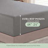 Elegant Comfort 1500 Premium Hotel Quality 18-24 Inches Deep - Extra Deep Pocket Single Fitted Sheet for High Mattress, Luxury and Softest, Smart Pocket - Wrinkle Free, Twin/Twin XL, Gray Elegant Comfort