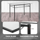 FDW Classic Dining Table Set 5 Piece,Metal Frame Glass Top Table and 4 Rectangular Modern Chairs Set,Suitable Small Space Kitchen Table Set for 4,Black FDW