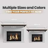 Fireplace Mantel with Invisible Heavy Duty Wood Bracket, Wall Mount Handcrafted Hollow Floating Mantel Shelf for Electric or Traditional Fireplace, Rustic Farmhouse Modern Style (60 Inch, White) ZELAZA
