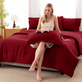CozyLux Full Size Comforter Set Dark Red, 7 Pieces Bed in a Bag Full Comforter Set with Sheets, Bedding Set with Down Alternative Comforter, Fitted Sheets, Flat Sheets, Pillow Shams and Pillowcases CozyLux