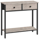 HOOBRO 29.5" Narrow Console Table with 2 Fabric Drawers, Small Entryway Table with 2-Tier Storage Shelves, Sofa Table, Behind Couch Table, for Living Room, Hallway, Greige and Black BG71XG01 HOOBRO