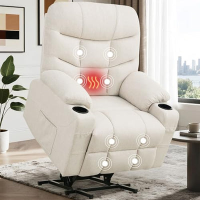 Korser Power Recliner Chair with Massage and Heating, Power Lift Recliner Chair for Elderly and Adults, Electric Recliner with Remote Control and Cup Holders for Living Room