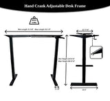 ErgoMax Hand Crank Height Adjustable Desk Frame (Tabletop Not Included), Ergonomic Sit Stand Workstation for Home and Office, 48.56 Inch Max, Black (ERG6100BK) Ergomax