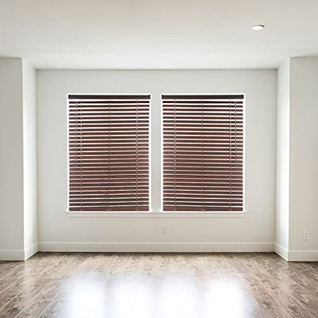 Achim Home Furnishing Cordless GII Luna 2" Slat Mahogany Venetian Window Blinds 39" W x 64" L PowerSellerUSA
