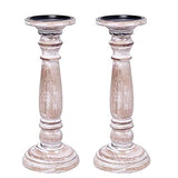 Hosley's Set of 2 Farmhouse Wood Pillar Distress Finish Candleholder 12 Inch High. Ideal Gift for Wedding, Party, Home, Spa, Reiki, Aromatherapy, Votive Candle Gardens O3 Hosley