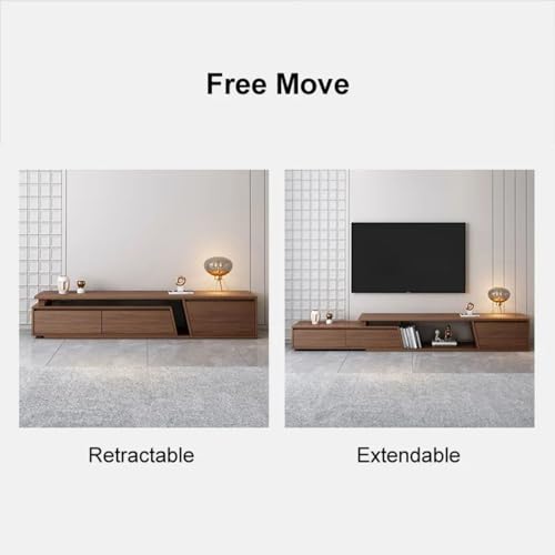 homary Extendable TV Stand with 3 Drawers Minimalist Rectangle Entertainment Center Walnut TV Console Table Up to 110" homary