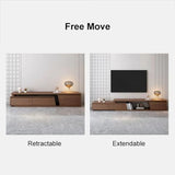 homary Extendable TV Stand with 3 Drawers Minimalist Rectangle Entertainment Center Walnut TV Console Table Up to 110" homary