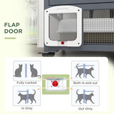 PawHut Large Cat House, Indoor/Outdoor Wooden Cat Catio on Wheels, Cat Enclosure with Platforms, Hammock, Cat Flap Door & Openable Top, Luxury Kitty House for 2 Cats, 39" PawHut