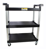 MaxWorks 80774 3-Shelf Utility Plastic Cart with Wheels-225 Lbs Maximum Capacity , Black MaxWorks