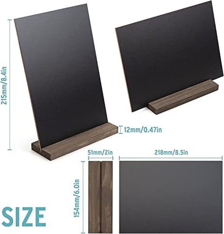 MOTYAWN Mini Chalkboard Signs with Stand - 6 PCS Vintage Wooden Tabletop Chalkboard Sign - 6 x 9 Inch Small Message Chalk Board Food Menu Sign, Wedding Decorative Chalkboard Table Signs MOTYAWN
