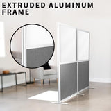 VIVO Modular Wall System, 2 PET and Whiteboard Panels, Professional Office Cubicle Dividers, Freestanding Privacy-Screen, 66 inches High, White and Dark Gray, PP-MWS63WB VIVO