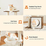 FEANDREA WoodyWonders Small Cat Tree for Kittens, Modern Cat Tower for Indoor Cats, Cat Condo with Scratching Posts, Removable Washable Cushions, Rustic Brown UPCT122X01 Feandrea