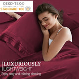 Yibeizi Twin Sheets Set, Red Cooling Hypoallergenic Microfiber Single Bed Sheets, Soft Oeko-Tex Extra Deep Pocket Sheets & Pillowcases Wrinkle Free Bedsheets Yibeizi