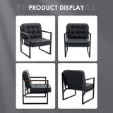 COLAMY Mid Century Modern Accent Chair Set of 2, Comfy Living Room Chair, Black Leather Accent Chair, Faux Leather Reception Armchair with Metal Legs for Living Room Bedroom Reception Office, Black COLAMY