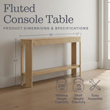 Alaterre Furniture Fluted Solid Wood Console Table - 56 Inch Modern Entryway Table with Storage Shelf - Easy Assembly Living Room Furniture for Behind the Couch, Entryway, or Hallway (Light Oak) Alaterre Furniture