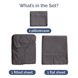 100% Rayon Derived From Bamboo - Bamboo Sheets Twin Size - Cooling Sheets for Twin - Soft, Breathable & Hotel Luxury Bedding - 1 Flat & 1 Fitted & 1 Pillowcase with 16 Inch Deep Pockets - Dark Grey CGK Unlimited
