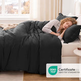 Love's cabin Black Full Comforter Set, 3-Piece Prewashed Bed Set with 1 Comforter (79 x 90 in) & 2 Pillowcases, Lightweight & Breathable for All Seasons Love's cabin