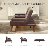 COLAMY Futon Sofa Bed-Fabric Small Couch, Convertible Sofa Bed with 2 Cup Holders, Removable Soft Armrest, Adjustable Backrest for Dorm/Bedroom/College COLAMY