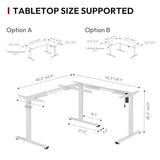 SANODESK Electric Height Adjustable 3 Leg Corner Desk Frame, up to 220lbs, Sit Stand Ergonomic L Shaped Frame Only, White SANODESK