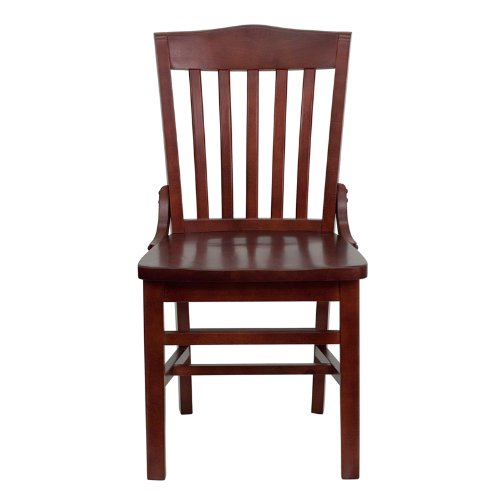 Flash Furniture Hercules Series School House Back Wood Restaurant Chair, Classic Armless Dining Chair for Restaurants/Kitchens, Mahogany Wood Finish Flash Furniture