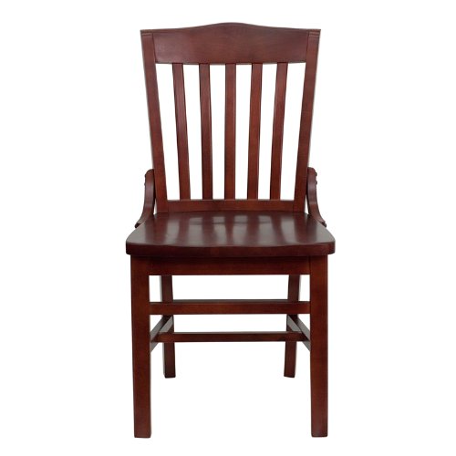 Flash Furniture Hercules Series School House Back Wood Restaurant Chair, Classic Armless Dining Chair for Restaurants/Kitchens, Mahogany Wood Finish - WoodArtSupply