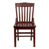 Flash Furniture Hercules Series School House Back Wood Restaurant Chair, Classic Armless Dining Chair for Restaurants/Kitchens, Mahogany Wood Finish Flash Furniture