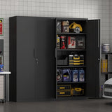 FATIGOS 72''H Tall Metal Garage Storage Cabinet with Lock, Metal Storage Cabinets with Doors and 4 Adjustable Shelves, Heavy Duty Steel Locker for Garage, Warehouse, Home Office, Black FATIGOS