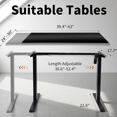 Qidbeld Standing Desk Frame, Electric Stand Up Desk Legs Frame, 3 Memory Height Settings Height Adjustable Table Legs for Max 63″ x 39.4″ Desktop, for Home Office, Black Frame Only Qidbeld