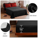 DOWNCOOL 7 Pieces Red and Black King Size Comforter Set, Pintuck Pinch Pleat Bed in a Bag, Soft Microfiber All Season Bedding Set for Bedroom with Sheets, Pillowcases & Shams DOWNCOOL
