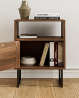 Apetaccat Rattan Nightstand, Boho Night Stand Farmhouse Wood Bedside Table with Storage and Open Shelf, End Side Accent Table for Bedroom,Living Room,Walnut Apetaccat