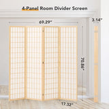 JOSTYLE Room Divider Wall 4 Panel, Folding Privacy Screen for Room Separation, Shoji Screen Japanese Style Room Divider, 5.9 Ft, Natural JOSTYLE