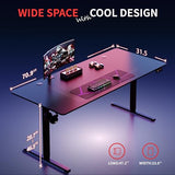 Shintenchi Standing Desk, 71x31 Inch Height Adjustable Electric Sit Stand up Desk, Ergonomic Rising Computer Table, Modern Lift Gaming Desk Workstation for Home Office, Black Shintenchi