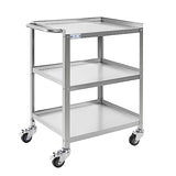 Hally Stainless Steel Utility Cart 3 Tier NSF Commercial Heavy Duty Metal Mobile Food Rolling Cart with Handle and Wheels for Kitchen, Restaurant, Hospital, Laboratory and Home, 24" L x 16" W x 34" H HALLY SINKS & TABLES H