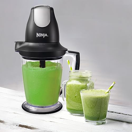 Ninja QB1004 Blender/Food Processor with 450-Watt Base, 48oz Pitcher, 16oz Chopper Bowl, and 40oz Processor Bowl for Shakes, Smoothies, and Meal Prep,Black Ninja