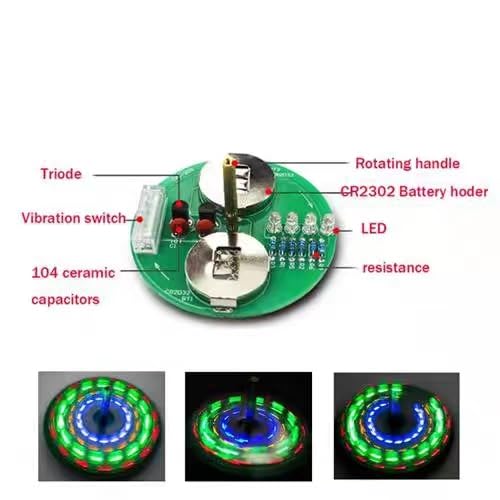 ISolderStore Soldering Project Soldering Practice Kit LED Rotating Desk Gyroscope DIY Kit Electronics Kit for Beginner ISolderStore
