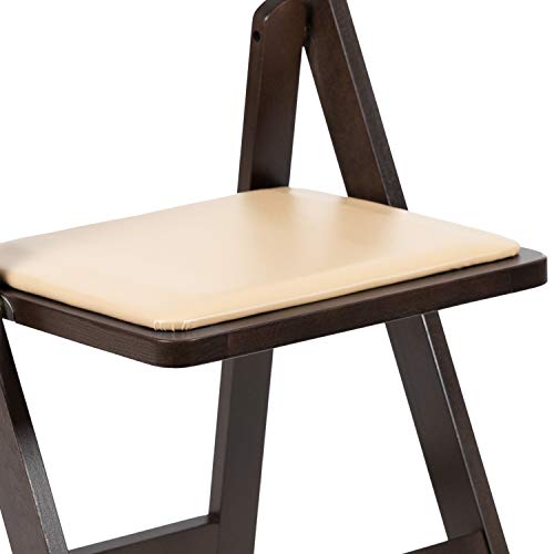 EMMA + OLIVER Chocolate Wood Folding Chair with Detachable Vinyl Padded Seat EMMA + OLIVER