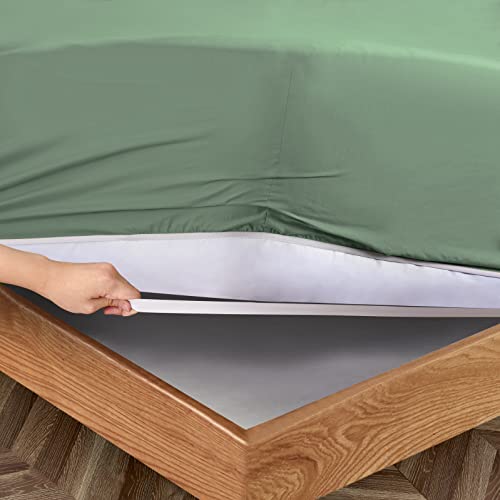 Manyshofu Extra Deep Pocket Full Size Sheets Set - Hotel Luxury 1800 Thread Count Sheets & Pillowcases - Kids Bedding Set up to 24" Mattress - Sage Green Bed Sheets 18-24 Inch Deep Pockets - 4 Piece Manyshofu